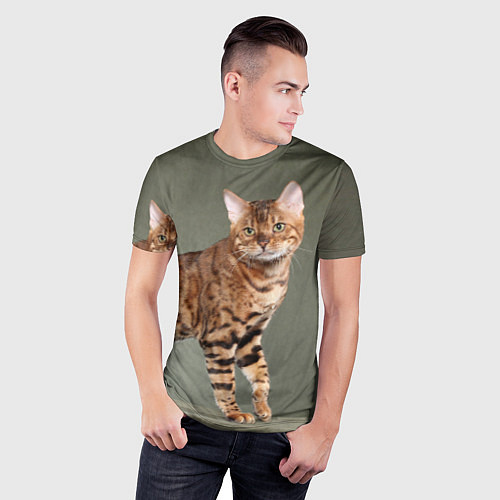 Мужская спорт-футболка Бенгальский кот / 3D-принт – фото 3