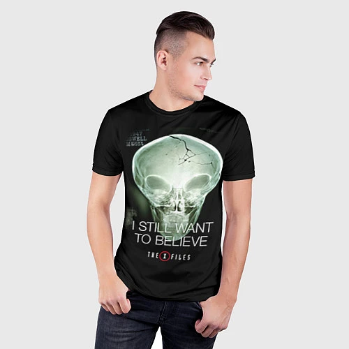 Мужская спорт-футболка X-files: Alien skull / 3D-принт – фото 3