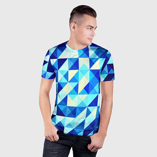 Мужская спорт-футболка Синяя геометрия / 3D-принт – фото 3