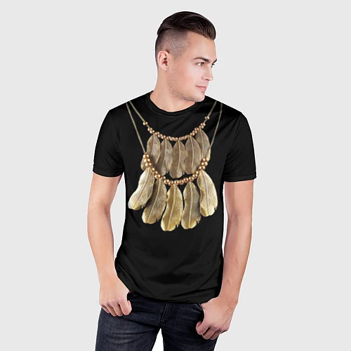 Мужская спорт-футболка Золотые перья / 3D-принт – фото 3