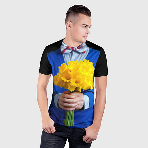 Мужская спорт-футболка Цветы в руках / 3D-принт – фото 3