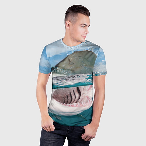 Мужская спорт-футболка Хищная акула / 3D-принт – фото 3