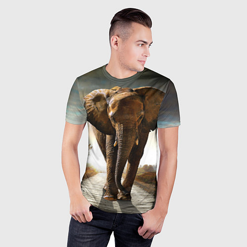 Мужская спорт-футболка Дикий слон / 3D-принт – фото 3