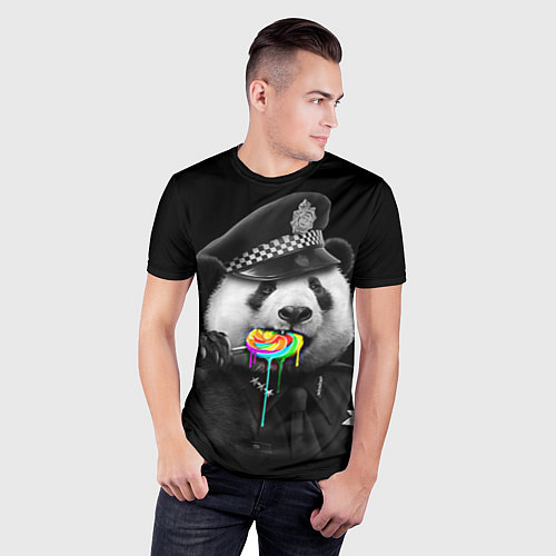 Мужская спорт-футболка Панда с карамелью / 3D-принт – фото 3