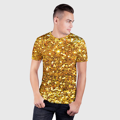 Мужская спорт-футболка Золотое мерцание / 3D-принт – фото 3