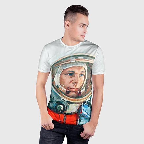 Мужская спорт-футболка Гагарин в полете / 3D-принт – фото 3