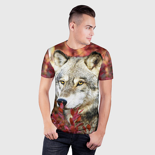 Мужская спорт-футболка Волк в кустах / 3D-принт – фото 3