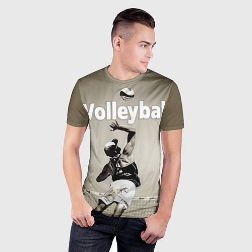 Мужская спорт-футболка Волейбол - удар в прыжке / 3D-принт – фото 3