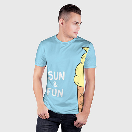Мужская спорт-футболка Sun & Fun / 3D-принт – фото 3