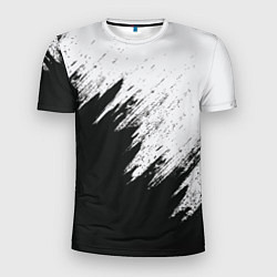 Футболка спортивная мужская Черно-белый разрыв, цвет: 3D-принт