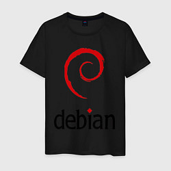 Футболка хлопковая мужская Debian, цвет: черный