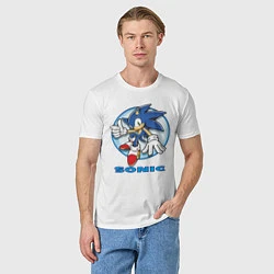 Футболка хлопковая мужская Sonic, цвет: белый — фото 2