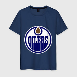 Футболка хлопковая мужская Edmonton Oilers, цвет: тёмно-синий