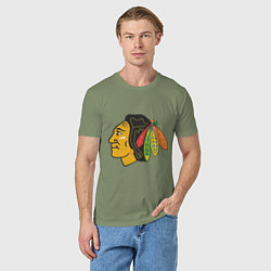 Футболка хлопковая мужская Chicago Blackhawks, цвет: авокадо — фото 2