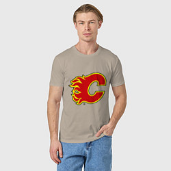 Футболка хлопковая мужская Calgary Flames, цвет: миндальный — фото 2