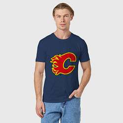 Футболка хлопковая мужская Calgary Flames, цвет: тёмно-синий — фото 2