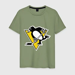 Футболка хлопковая мужская Pittsburgh Penguins: Malkin 71, цвет: авокадо