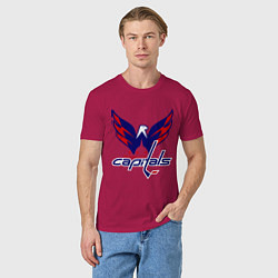 Футболка хлопковая мужская Washington Capitals: Ovechkin, цвет: маджента — фото 2