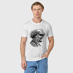 Футболка хлопковая мужская Ленин: гравюра, цвет: белый — фото 2