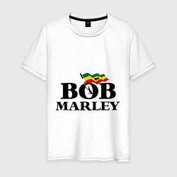Футболка хлопковая мужская Bob Marley: Flag, цвет: белый