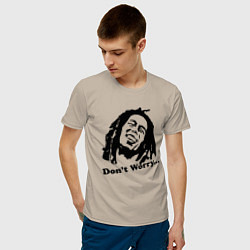 Футболка хлопковая мужская Bob Marley: Don't worry цвета миндальный — фото 2