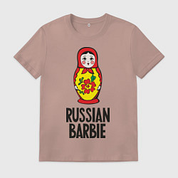 Футболка хлопковая мужская Russian Barbie, цвет: пыльно-розовый