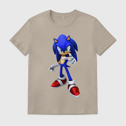 Футболка хлопковая мужская ЁЖ Соник, цвет: миндальный