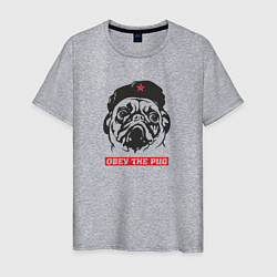 Футболка хлопковая мужская Obey the pug, цвет: меланж