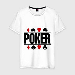 Футболка хлопковая мужская Poker, цвет: белый