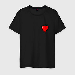 Футболка хлопковая мужская Пиксельное сердце, цвет: черный
