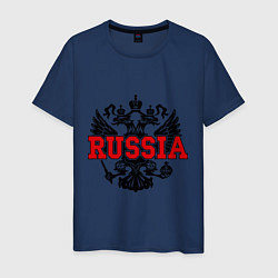 Футболка хлопковая мужская Russia Coat, цвет: тёмно-синий