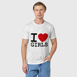 Футболка хлопковая мужская I love girls, цвет: белый — фото 2