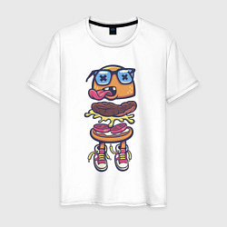 Футболка хлопковая мужская Гамбургер, цвет: белый
