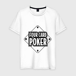 Футболка хлопковая мужская Four card poker, цвет: белый