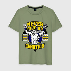 Футболка хлопковая мужская Never Give Up: Cenation, цвет: авокадо