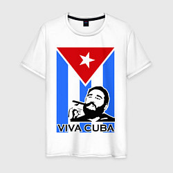 Футболка хлопковая мужская Fidel: Viva, Cuba! цвета белый — фото 1
