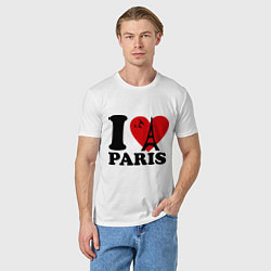 Футболка хлопковая мужская Я люблю Париж, цвет: белый — фото 2