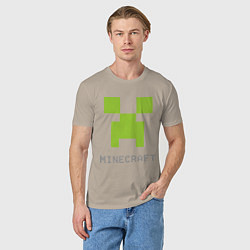 Футболка хлопковая мужская Minecraft logo grey, цвет: миндальный — фото 2