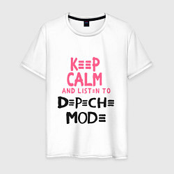 Футболка хлопковая мужская Keep Calm & Listen Depeche Mode, цвет: белый