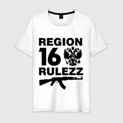 Футболка хлопковая мужская Region 16 Rulezz, цвет: белый