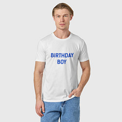 Футболка хлопковая мужская Birthday Boy, цвет: белый — фото 2