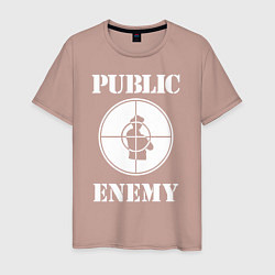 Футболка хлопковая мужская Public Enemy, цвет: пыльно-розовый