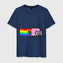 Футболка хлопковая мужская Nyan Cat, цвет: тёмно-синий