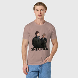 Футболка хлопковая мужская Sherlock, цвет: пыльно-розовый — фото 2