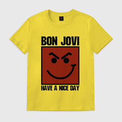 Футболка хлопковая мужская Bon Jovi: Have a nice day, цвет: желтый