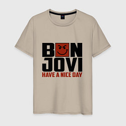 Футболка хлопковая мужская Bon Jovi: Nice day, цвет: миндальный