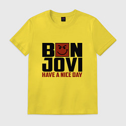 Футболка хлопковая мужская Bon Jovi: Nice day, цвет: желтый