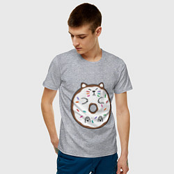 Футболка хлопковая мужская Кот пончик, цвет: меланж — фото 2