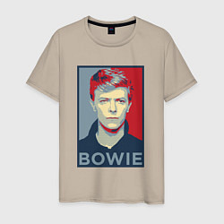 Футболка хлопковая мужская Bowie Poster, цвет: миндальный