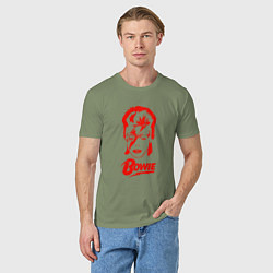 Футболка хлопковая мужская Дэвид Боуи, цвет: авокадо — фото 2